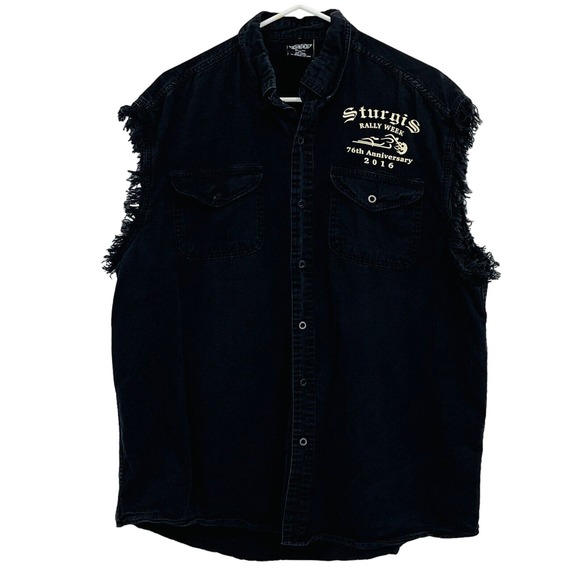 Mens XL Sturgis 2016 Rally Week Black Sleeveless Shirt Hell Bent Glory Bound - Picture 2 of 5